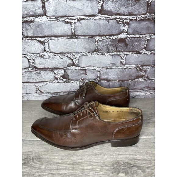 Santoni Brown Leather Apron Toe Loafers Oxfords Dress Shoes Men’s Sz 10D US/43EU main image 12